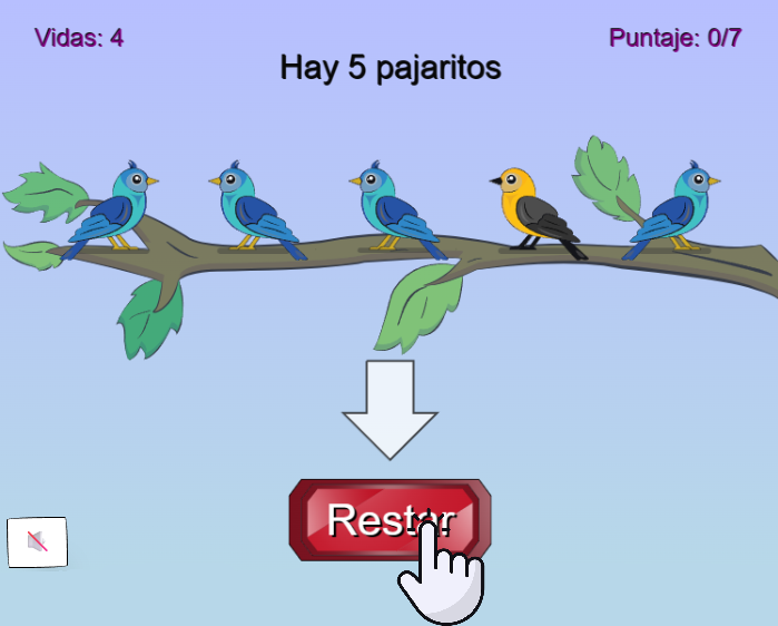 Juego de Restar - Pajaritos Voladores