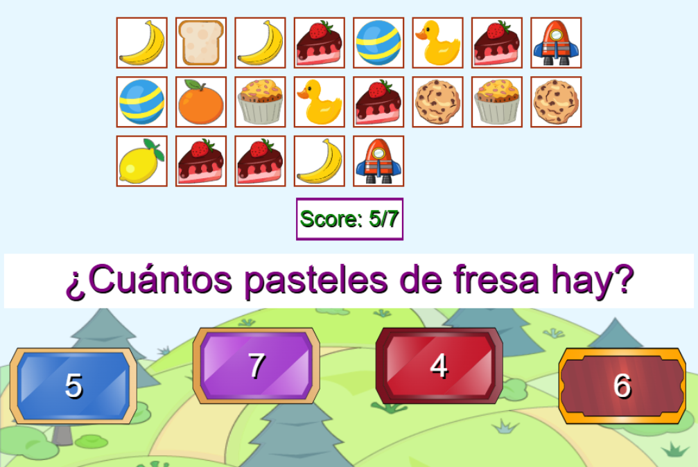 Juego de contar del 1 al 10 nivel dificil