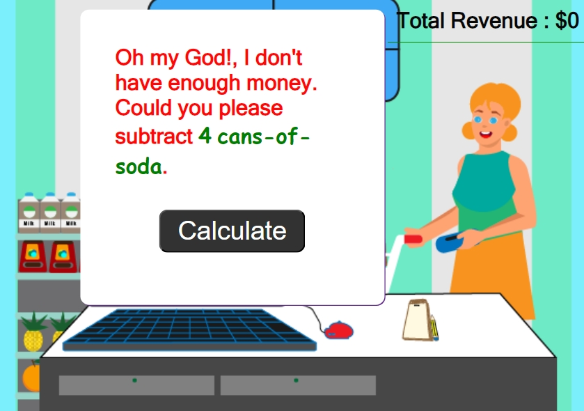 Juego de matemáticas: Mi Pequeña Tienda, operaciones aritméticas 2