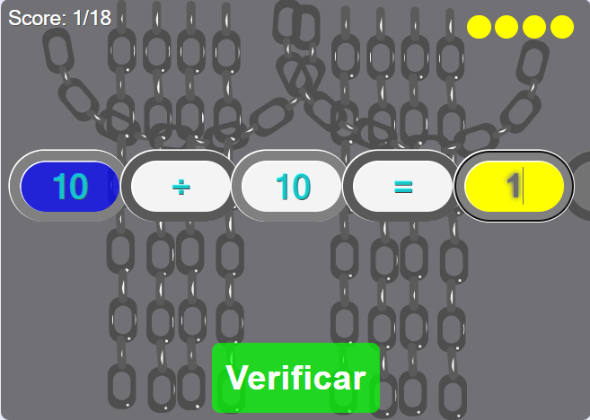 Juego de matemáticas: Cadena de números