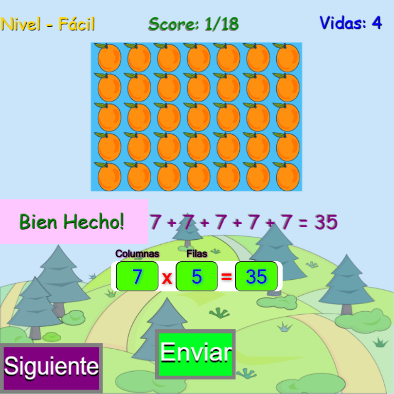 Sumas Repetidas Con Arreglos, juegos de matematicas para niños